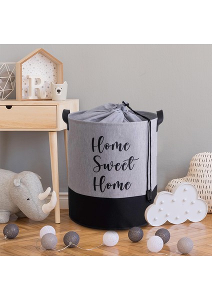 Gri Renk Home Sweet Home Baskılı Çok Amaçlı Dekoratif Oyuncak Sepet fiyatları