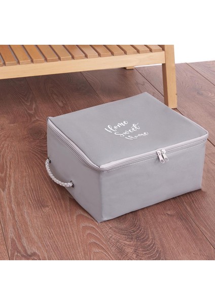Küçük Boy Home Sweet Home Baskılı Gri Hurç 30X21X18