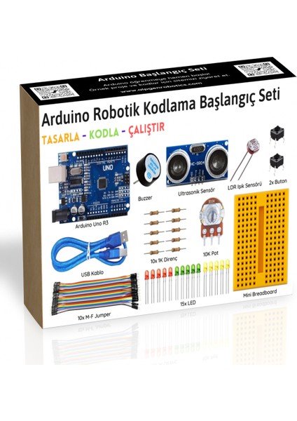 Arduino Uno Robotik Kodlama Başlangıç Seti 44 Parça + Proje Kitapçığı