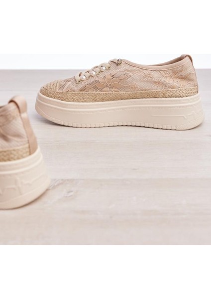 Fileli Hasırlı Taşlı Kadın Sneaker