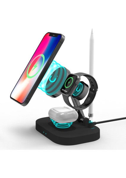 Katlanabilir 4 In 1 Kablosuz Şarj Standı iPhone & Airpods & Apple Watch & 1st Gen Pencil Şarj