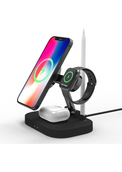 Katlanabilir 4 In 1 Kablosuz Şarj Standı iPhone & Airpods & Apple Watch & 1st Gen Pencil Şarj