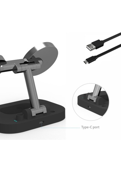 Katlanabilir 4 In 1 Kablosuz Şarj Standı iPhone & Airpods & Apple Watch & 1st Gen Pencil Şarj