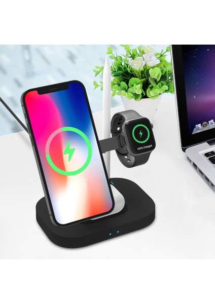 Katlanabilir 4 In 1 Kablosuz Şarj Standı iPhone & Airpods & Apple Watch & 1st Gen Pencil Şarj