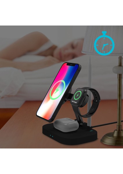 Katlanabilir 4 In 1 Kablosuz Şarj Standı iPhone & Airpods & Apple Watch & 1st Gen Pencil Şarj