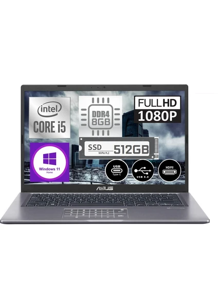 X415EA-EB573W 11.nesil Core I5-1135G7 8gb 512GB SSD Irıs Xe Graphıcs 14" Full Hd Wındows 11