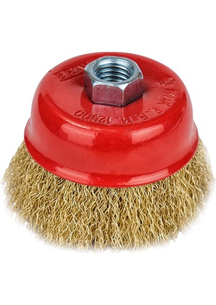 Çanak Fırça Dalgalı Sarı Telli Vidalı 65 mm