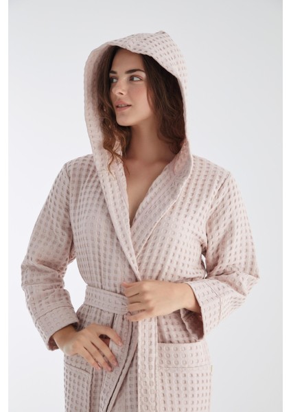 Uzun Şalyaka Bambu (Antibakteriyel) Cotton Havuzlu Pike Bayan Sabahlık