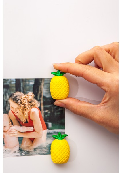 El Yapımı Beton Buzdolabı Magneti - Ananas 5'li Paket modelleri
