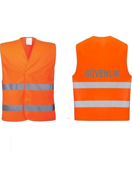 Güvenlik Yazılı Turuncu Renk Reflektörlü Ikaz Yeleği x 3 Adet