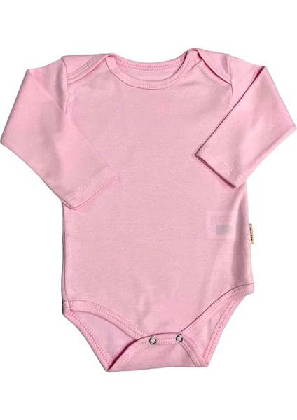 Çıtçıtlı Bebek Body Zıbın Uzun Kollu Pamuklu Pembe