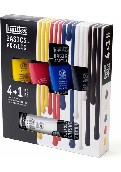 Basics Akrilik Boya Seti 4X75ML + 118ML Beyaz Ana Renkler fırsatları