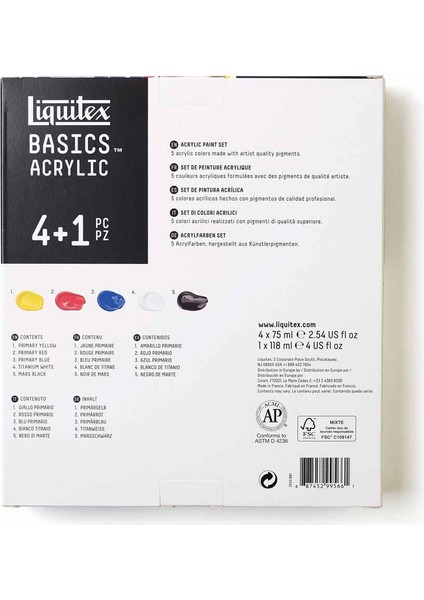 Basics Akrilik Boya Seti 4X75ML + 118ML Beyaz Ana Renkler indirimleri