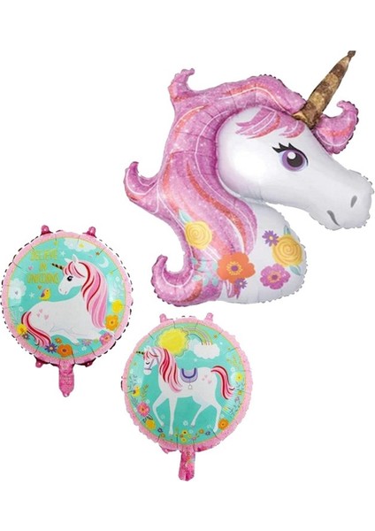 Unicorn Konsept 2 Yaş Balon Doğum Günü Set Tek Boynuzlu At Unicorn Yaş Balon Set