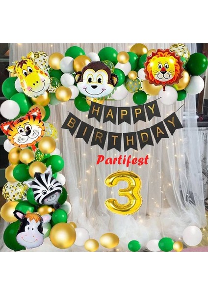 Safari Hayvanlar 3 Yaş Balon Set Safari Konsept Helyum Balon Set Safari Doğum Günü Set