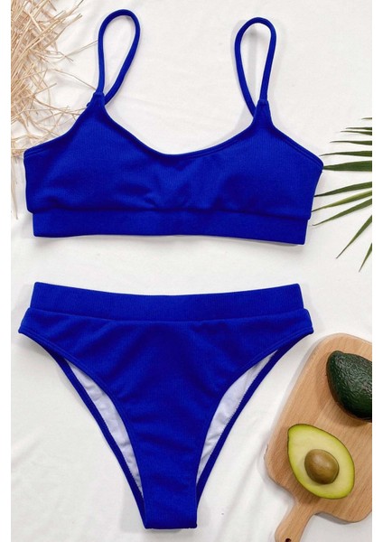 Yüksek Bel Fitilli Kumaş Tankini Bikini Üstü fiyatları
