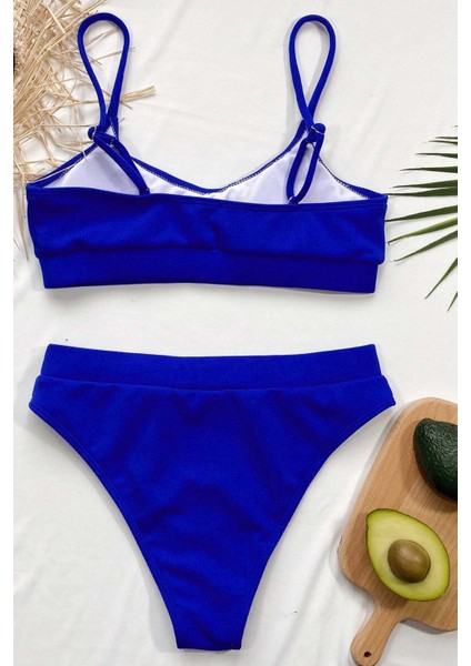 Yüksek Bel Fitilli Kumaş Tankini Bikini Üstü modelleri