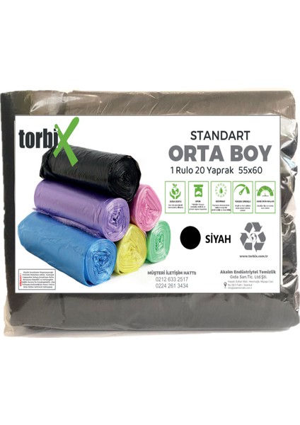 Çöp Poşeti Büyük Boy 65*80 Siyah 5 Rulo 5*20 Toplam 100 Adet