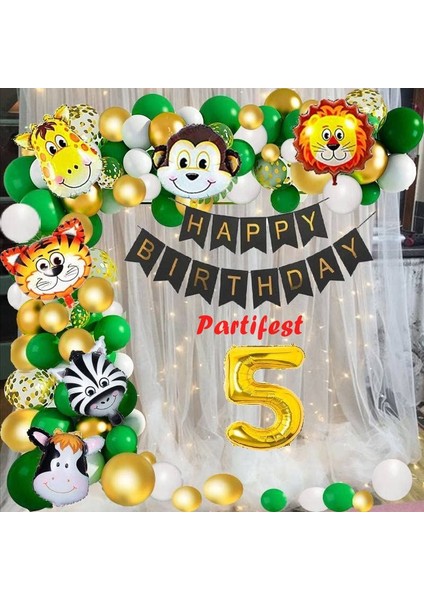 Safari Hayvanlar 5 Yaş Balon Set Safari Konsept Helyum Balon Set Safari Doğum Günü Set