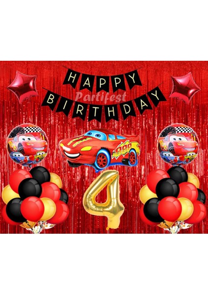 Arabalar 4 Yaş Balon Seti Cars Konsept Helyum Balon Set Şimşek Mcqueen Doğum Günü Set