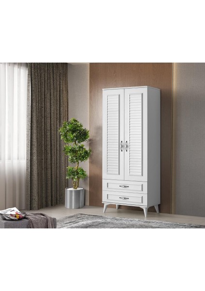 Asya 2 Kapılı 2 Çekmeceli Gardırop Elbise Dolabı 80X46X195