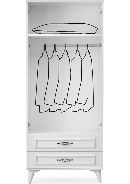 Asya 2 Kapılı 2 Çekmeceli Gardırop Elbise Dolabı 80X46X195 fiyatları