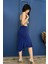 Saks Royal Blue Hologram Sırt ve Yan Dekolteli Yırtmaçlı Tango Elbisesi 3