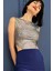 Saks Royal Blue Hologram Sırt ve Yan Dekolteli Yırtmaçlı Tango Elbisesi 5