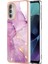 Motorola Moto G51 5g Için Mermer Şık Desenli Tpu Tampon Telefon Kılıfı - Pembe (Yurt Dışından) 1
