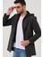 PLT8406 Dewberry Erkek Palto-Desenli Siyah Antrasit 1