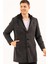 PLT8376 Dewberry Erkek Palto-Desenli Koyu Antrasit 5