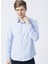 GM2024700271 Klasik Yaka Slim Fit Armürlü Mavi Erkek Gömlek 1