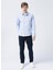 GM2024700271 Klasik Yaka Slim Fit Armürlü Mavi Erkek Gömlek 5