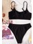 Yüksek Bel Özel Kumaş Tankini Bikini Takım 3