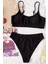 Yüksek Bel Fitilli Kumaş Tankini Bikini Takım 3
