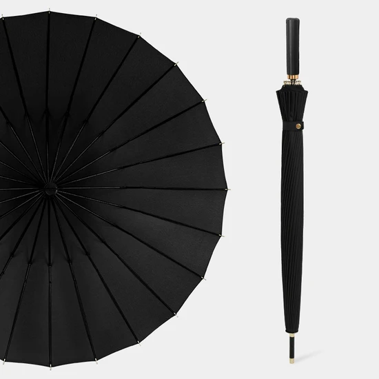 24 Fiber Kemik Uzun Saplı Şemsiye Kalın Şemsiye Bezi Otomatik Tip (Yurt Dışından)