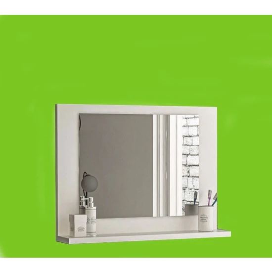 Nsp Beyaz 60X45 Raflı Antre Hol Koridor Duvar Salon Mutfak Banyo Wc Ofis Çocuk Yatak Odası Ayna