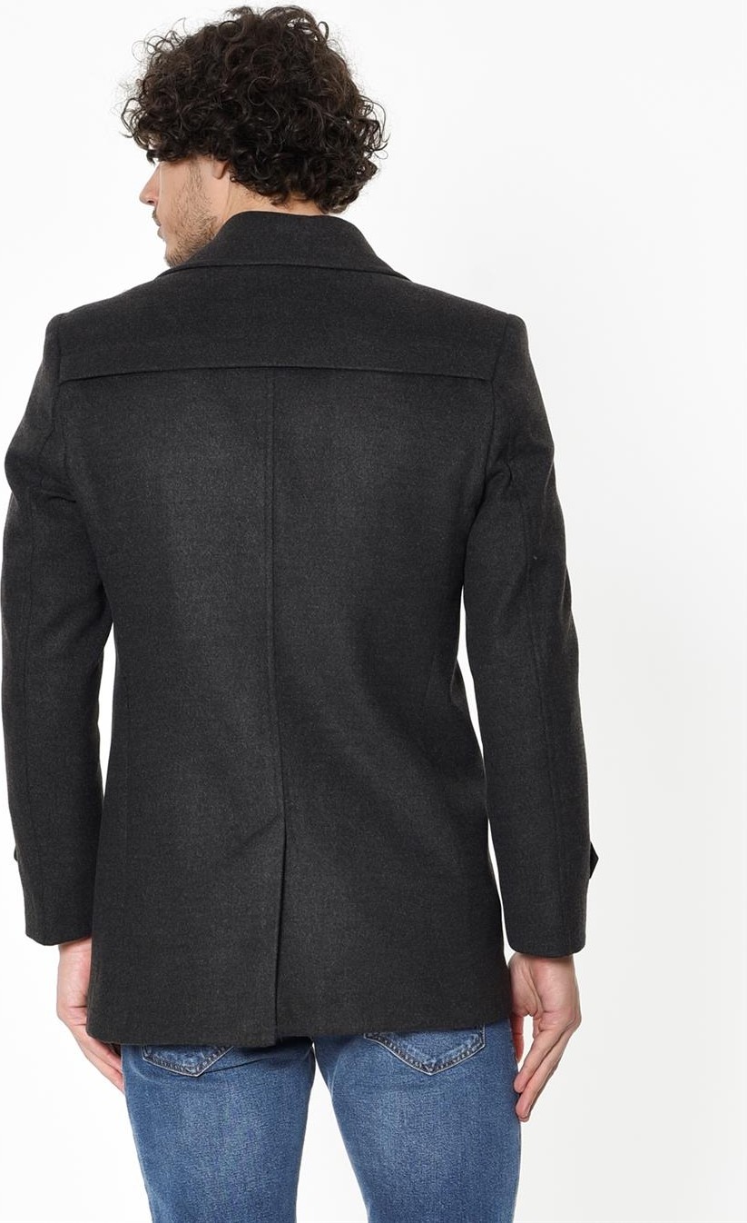 Dewberry PLT8329 Palto Uzun Kol Erkek Antrasit Orta Kalınlık Astarlı Düz 70% Yün 30% Polyester 2XL görsel 3