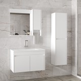 Alfa Banyo Estella-Oa Beyaz 80+35 cm Mdf-Aynalı Boy Dolaplı-Lavabolu Banyo Dolabı -(Demonte Değil)