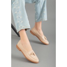 Dilimler Ayakkabı Püsküllü Cilt Nude Kadın Günlük Ayakkabı