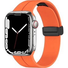 AktarMobile Apple Watch 6 Se 5 4 3 2 1 44 mm 42 mm Uyumlu Silikon Kordon Magnetik D Tokalı Spor Tarzı Kayış