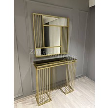 Z Design Home Zdesignhome 90 cm Ayna + 90X30X100 cm Dresuar Gold ( Raf Bronz Aynadır)