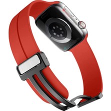 AktarMobile Apple Watch 7 8 41 mm Uyumlu Silikon Kordon Magnetik D Tokalı Spor Kayış Mıknatıslı Toka