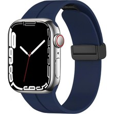 AktarMobile Apple Watch 7 8 41 mm Uyumlu Silikon Kordon Magnetik D Tokalı Spor Kayış Mıknatıslı Toka