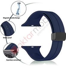 AktarMobile Apple Watch 7 8 41 mm Uyumlu Silikon Kordon Magnetik D Tokalı Spor Kayış Mıknatıslı Toka