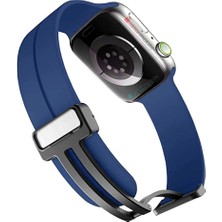AktarMobile Apple Watch 7 8 41 mm Uyumlu Silikon Kordon Magnetik D Tokalı Spor Kayış Mıknatıslı Toka