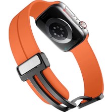 AktarMobile Apple Watch 7 8 41 mm Uyumlu Silikon Kordon Magnetik D Tokalı Spor Kayış Mıknatıslı Toka