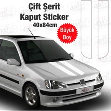 2 Şerit Kaput Beyaz Sticker Oto Sticker, Araba, Etiket, Çıkartma, Modifiye, Tuning, Arma