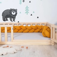 Oppipo 50 cm Korkuluklu Montessori Karyola - Ahşap Karyola -Montessori Yatak