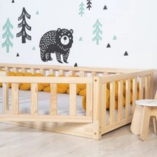 Oppipo 50 cm Korkuluklu Montessori Karyola - Ahşap Karyola -Montessori Yatak